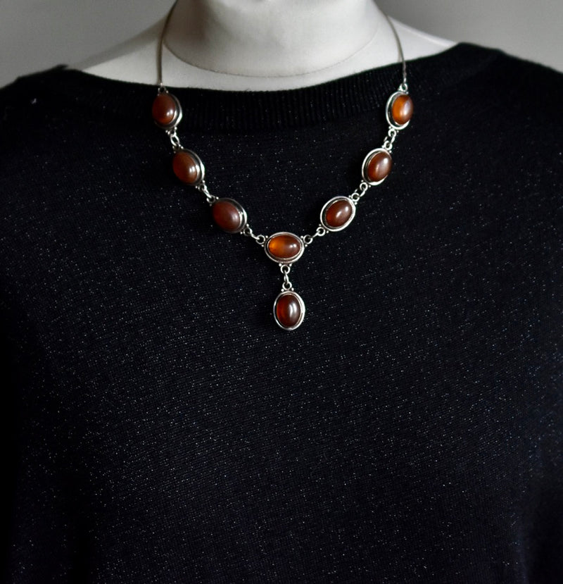 Vintage Balkan Amber Silver Sterling 925 Chain Necklace - Baga Ethnik Living