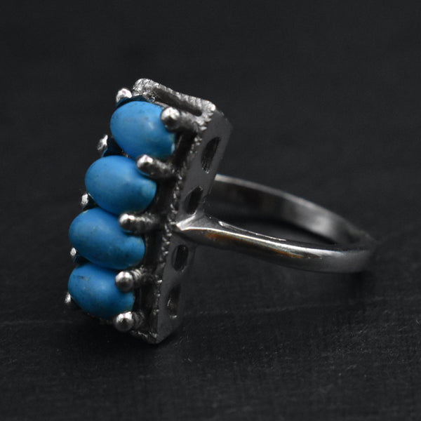 Bright Blue Turquoise 925 Sterling Silver Ring - Baga Ethnik Living