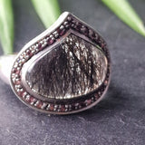 Stunning Statement Piece Rutilated Quartz Silver Sterling Ring - Baga Ethnik Living