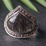 Stunning Statement Piece Rutilated Quartz Silver Sterling Ring - Baga Ethnik Living