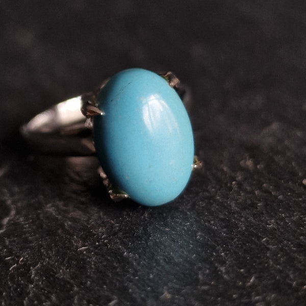 Bright Blue Turquoise Silver Sterling 925 Ring - Baga Ethnik Living