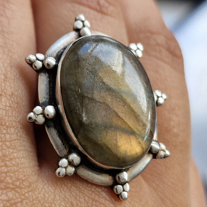 Labradorite Handmade Mens Silver Sterling 925 Ring - Baga Ethnik Living