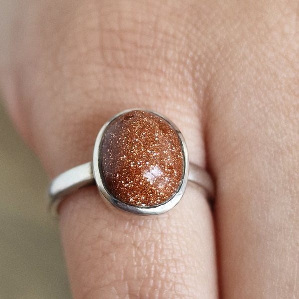 Shinning Sunstone Silver Sterling 925 Ring - Perfect gift this season - Baga Ethnik Living