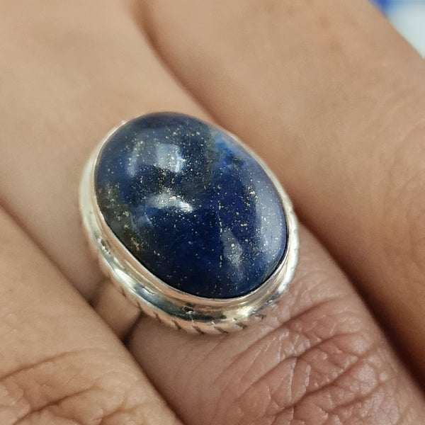 Chic Lapis Lazuli Vintage 925 Silver Sterling Ring - Baga Ethnik Living