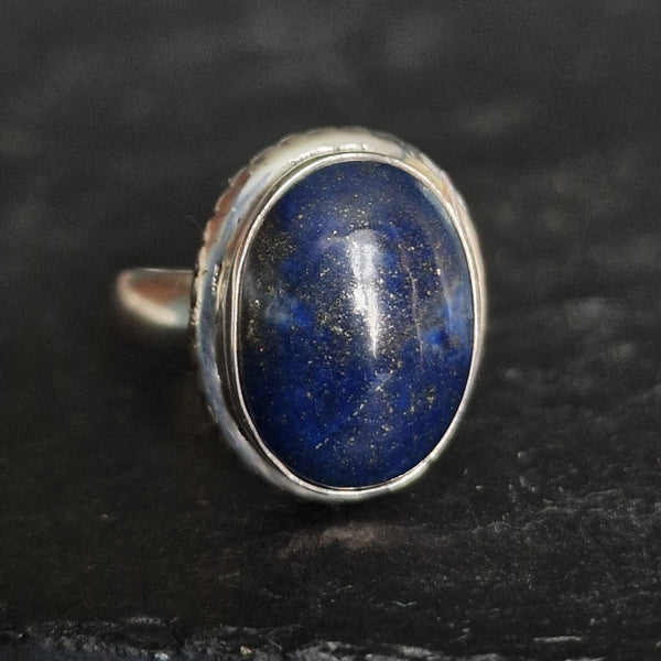 Chic Lapis Lazuli Vintage 925 Silver Sterling Ring - Baga Ethnik Living