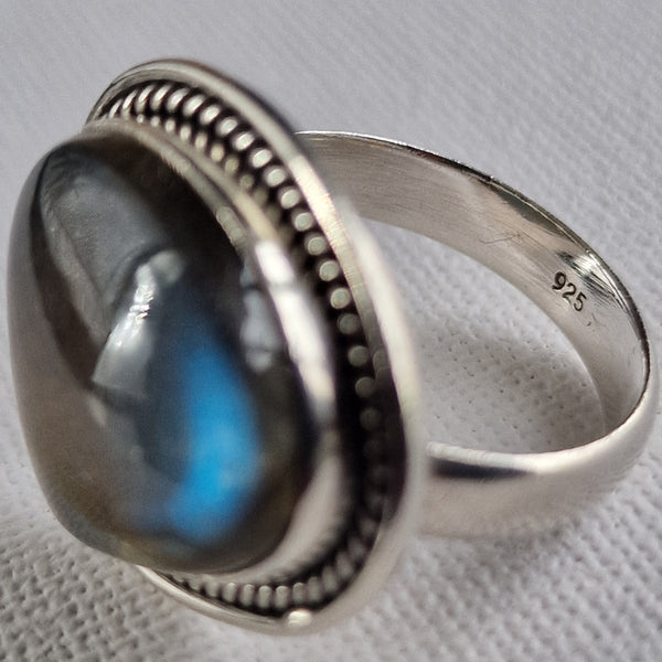 Himalayan Labradorite Handmade 925 Sterling Silver Ring - Baga Ethnik Living