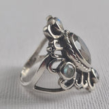 Elegant Vintage Himalayan Labradorite Sterling Silver 925 Ring - Baga Ethnik Living