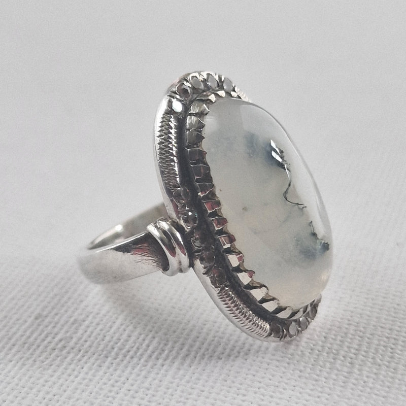 Stunning Moss Agate Handcrafted Silver Sterling 925 Ring - Baga Ethnik Living