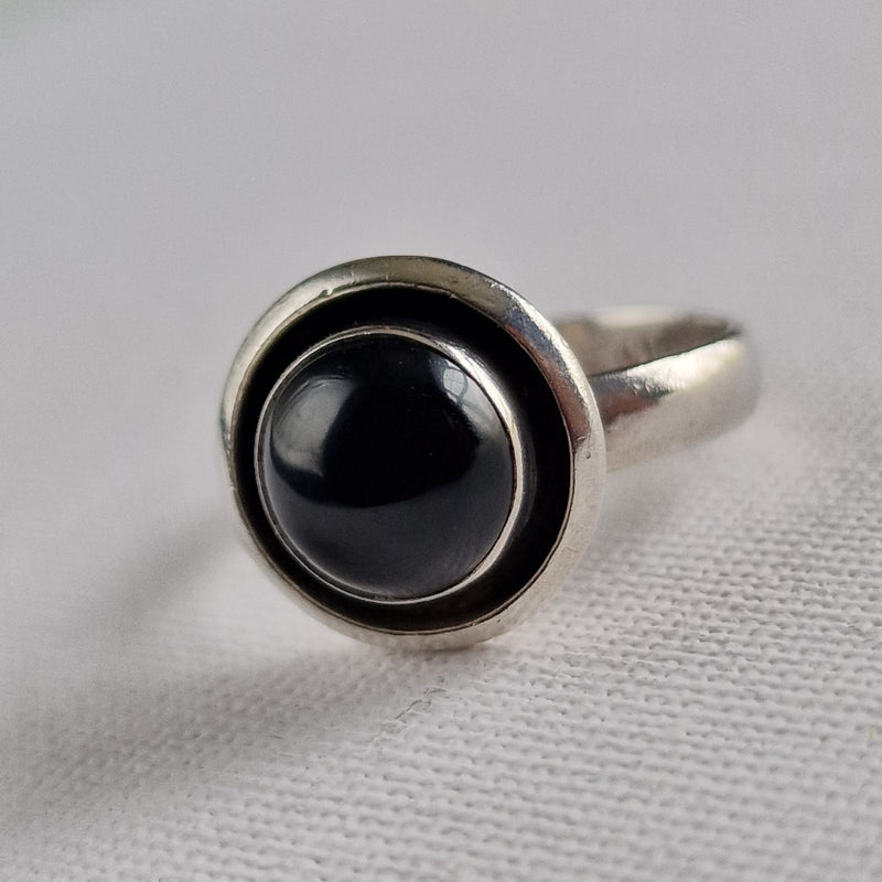 Simplistic Bohemian Black Onyx Silver Sterling 925 Ring - Baga Ethnik Living