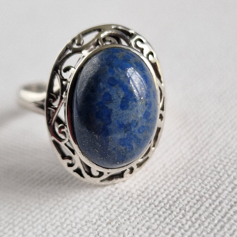 Special Pale Blue Lapis Lazuli Silver Sterling Ring - Baga Ethnik Living