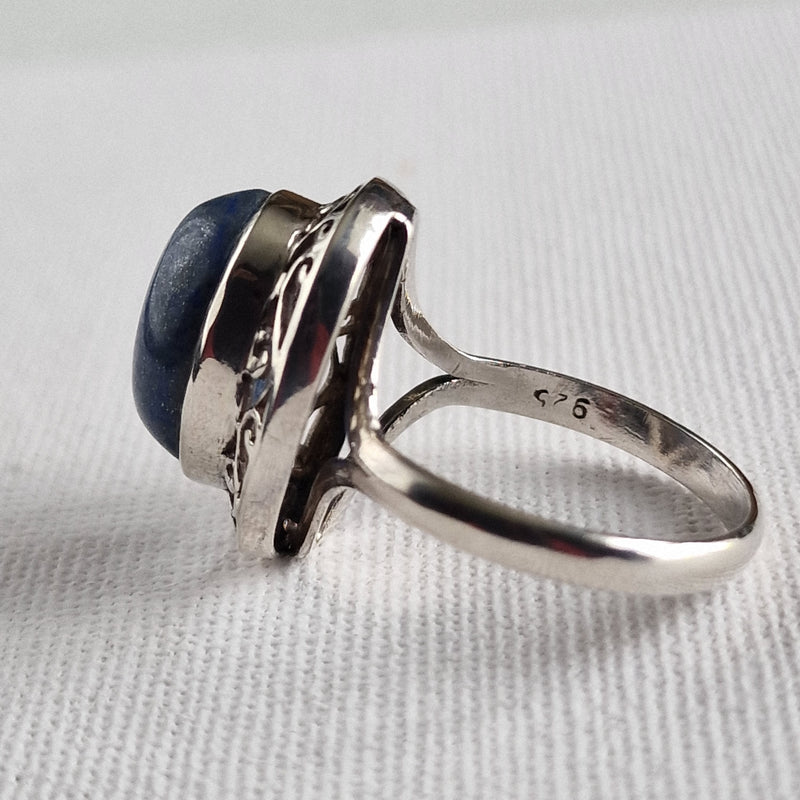 Special Pale Blue Lapis Lazuli Silver Sterling Ring - Baga Ethnik Living