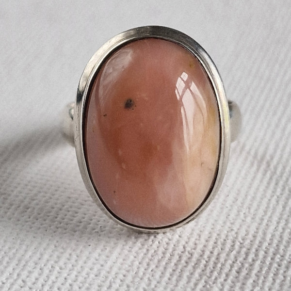 Chic and Simple Rhodochrosite Sterling Silver 925 Ring - Baga Ethnik Living