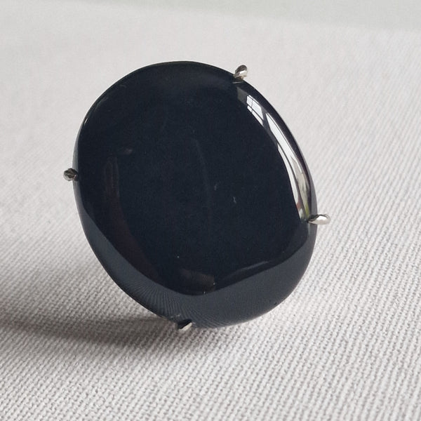 Statement Piece Black Onyx 925 Sterling Silver Ring - Baga Ethnik Living