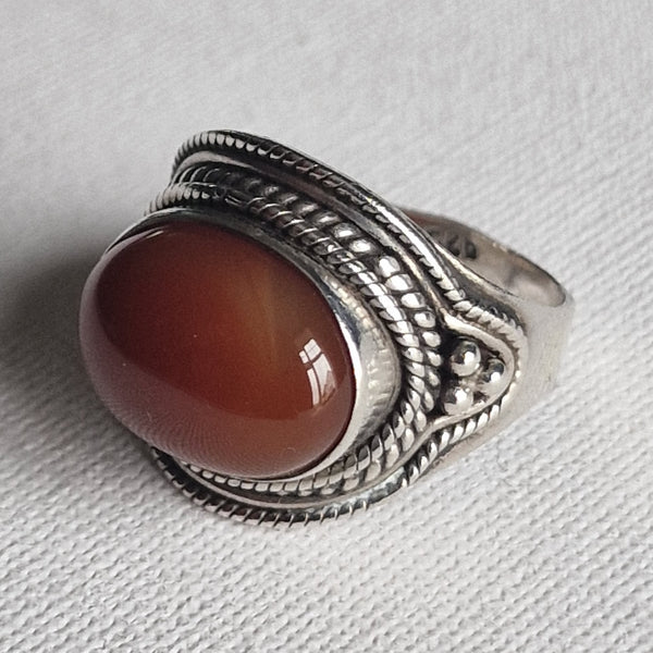 Afghan Carnelian Handmade 925 Sterling Silver Ring - Baga Ethnik Living