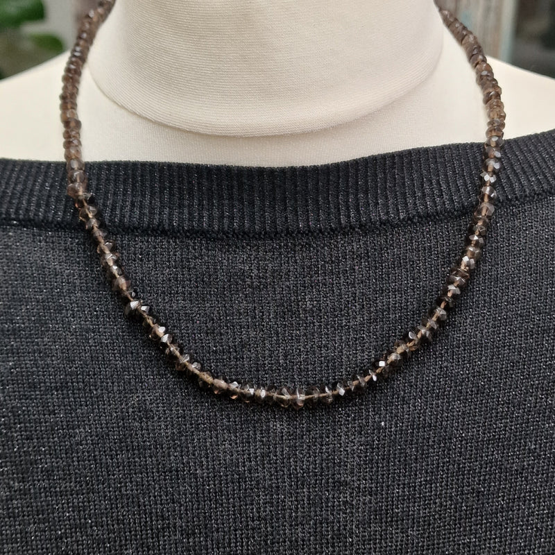 Himalayan Natural Faceted Smoky Quartz Beaded Necklace - Baga Ethnik Living