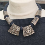 Chunky Necklace with Ganesha in White Metal - Baga Ethnik Living