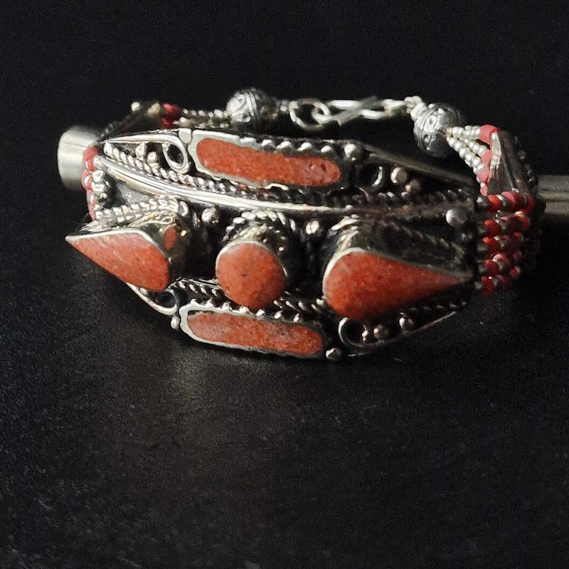 Red Coral Tibetan Handmade Unique Bracelet