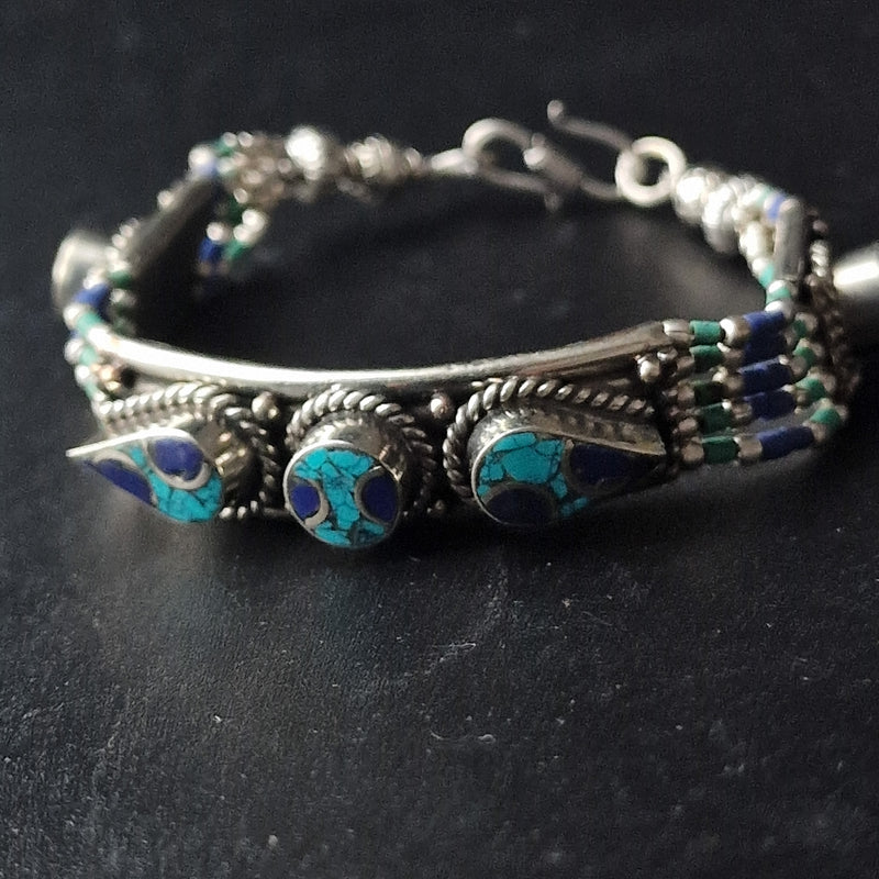 Tibetan Turquoise and Lapis Bracelet