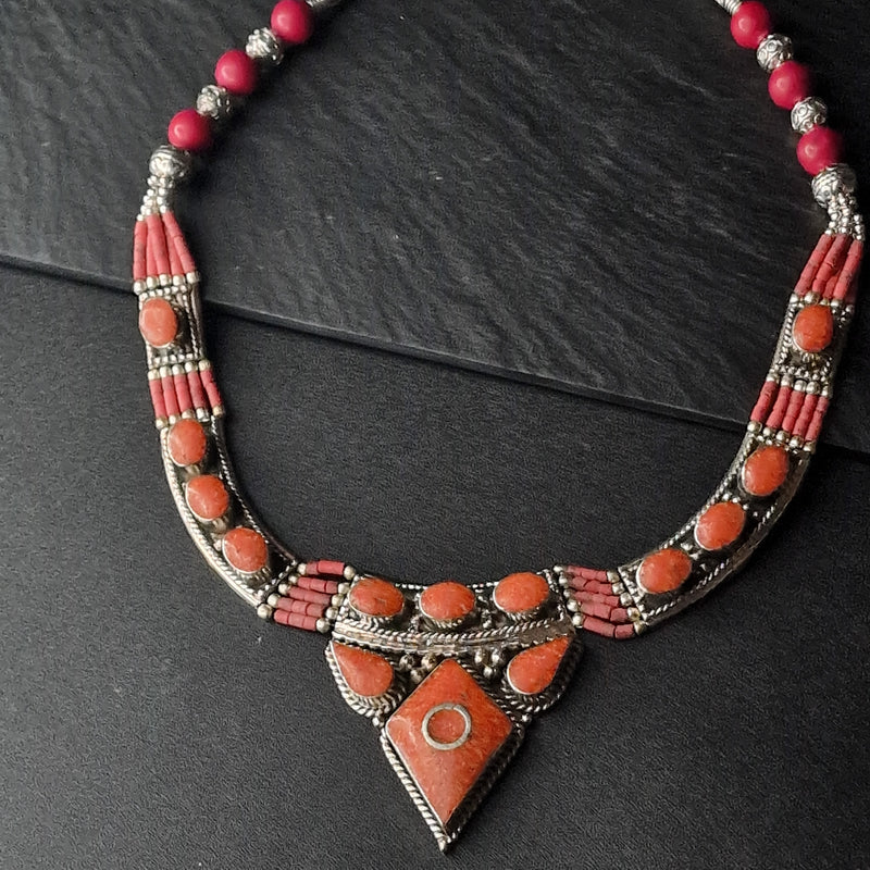 Nepali Handmade Himalayan Jewellery Coral Necklace - Baga Ethnik Living