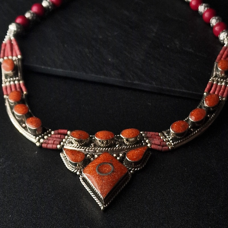 Nepali Handmade Himalayan Jewellery Coral Necklace - Baga Ethnik Living