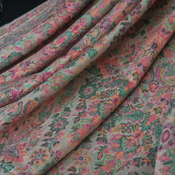 Authentic Luxury Soft Kashmir Full Kani Weave Pashmina - Zinnia Pink