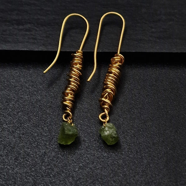 Raw Peridot Lightweight Handmade Hook Earrings