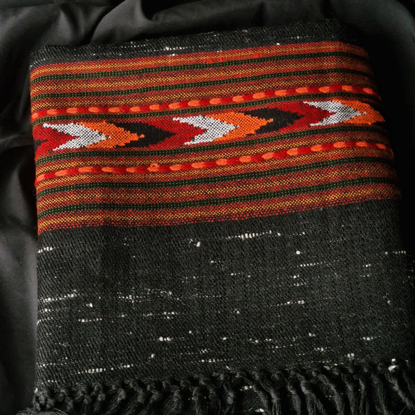 Authentic Pure Himalayan Yak Wool Diamond Weave Black Shawl