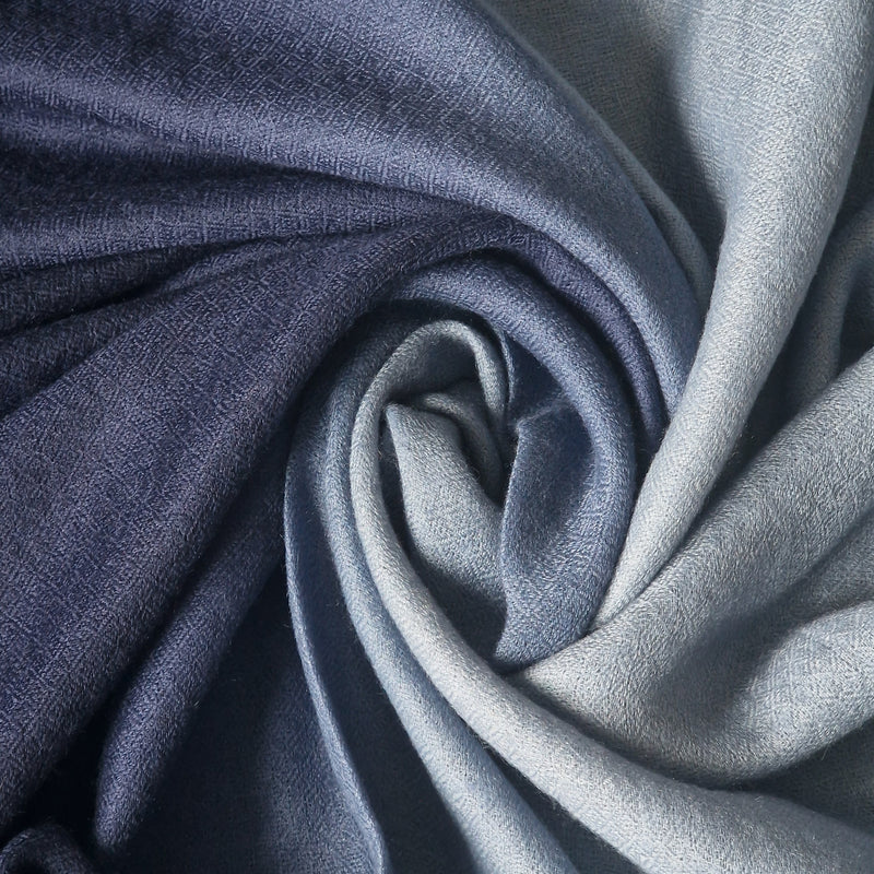 Delicate Blue Ombre Stole in Luxurious Pashmina Cashmere - Denims