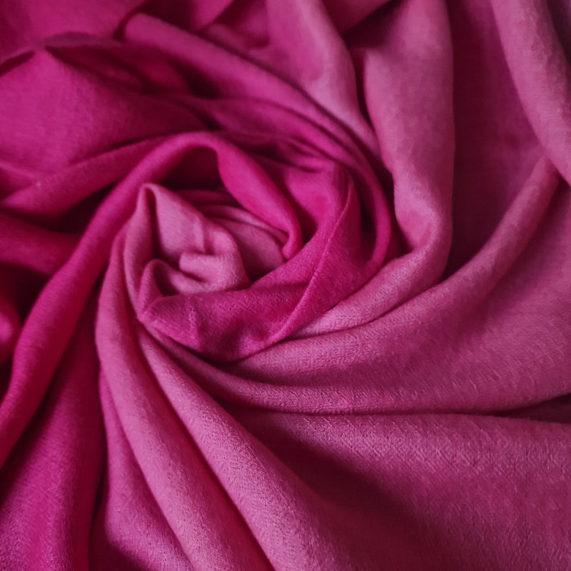 Luxury Soft Kashmir Ombre Pashmina Cashmere Stole - Cerise Pink