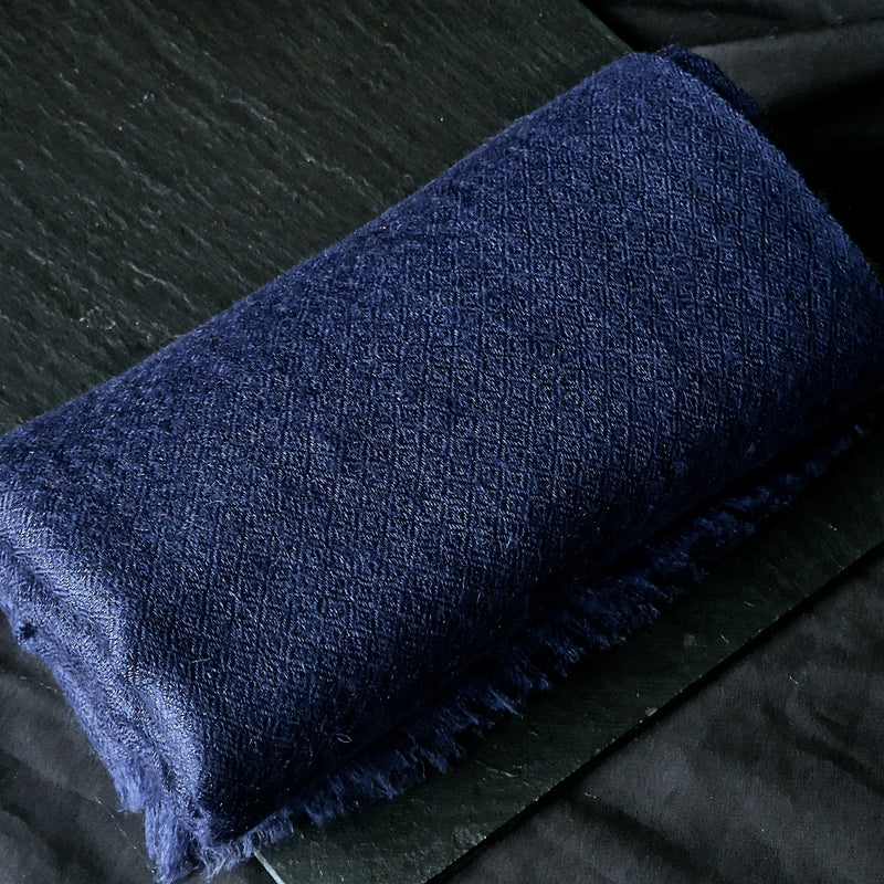 Handwoven Soft 100% Cashmere Kashmiri Pashmina Stole - Midnight Indigo