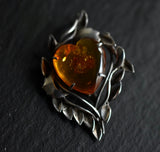 Handcrafted Baltic Amber Heart Silver Sterling 925 Pendant - Baga Ethnik Living