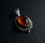 Vintage Style Baltic Amber 925 Silver Sterling Pendant - Baga Ethnik Living