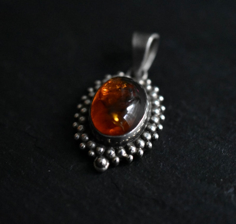 Vintage Style Baltic Amber 925 Silver Sterling Pendant - Baga Ethnik Living