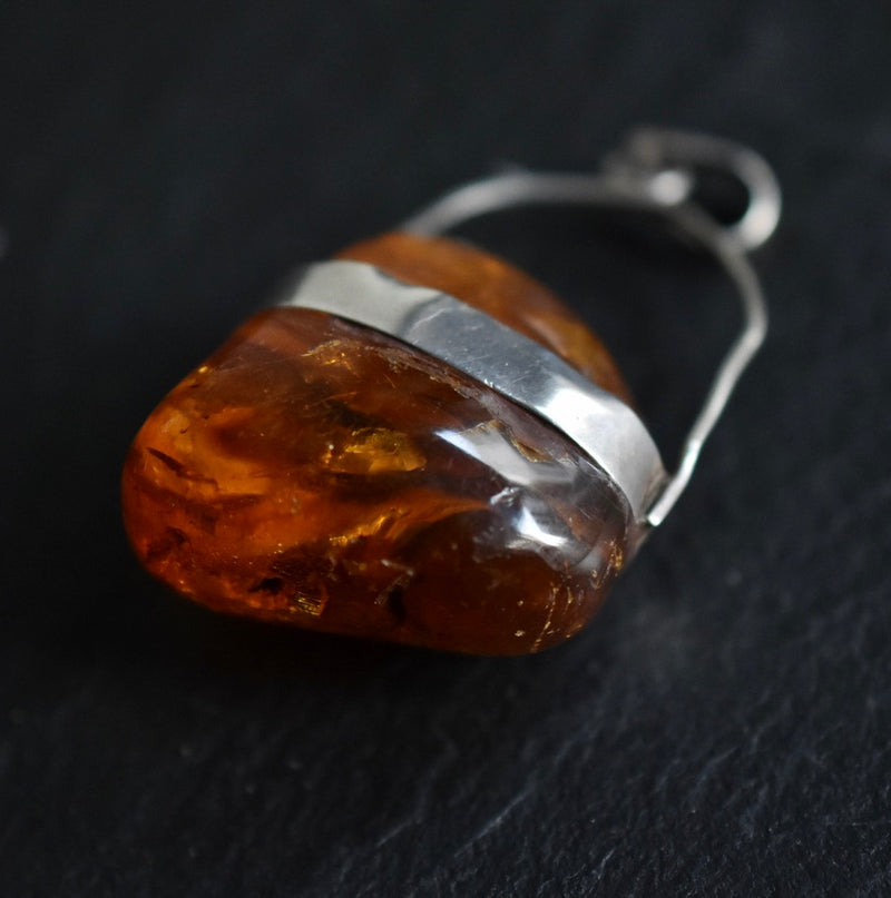 Unique Raw Baltic Amber 925 Silver Sterling Pendant - Baga Ethnik Living