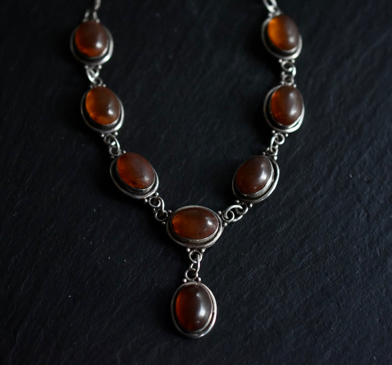 Vintage Balkan Amber Silver Sterling 925 Chain Necklace - Baga Ethnik Living