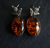 Eye-Catching Balkan Amber Vintage Silver Sterling 925 Earrings - Baga Ethnik Living