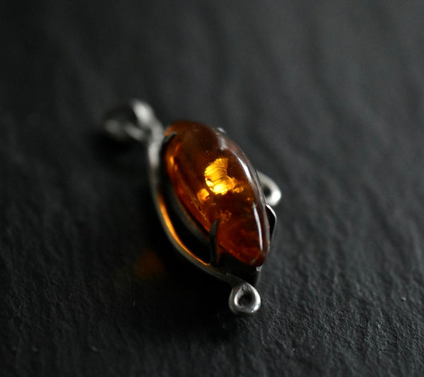 One-Of-A-Kind Silver Sterling Vintage Baltic Amber 925 Pendant - Baga Ethnik Living