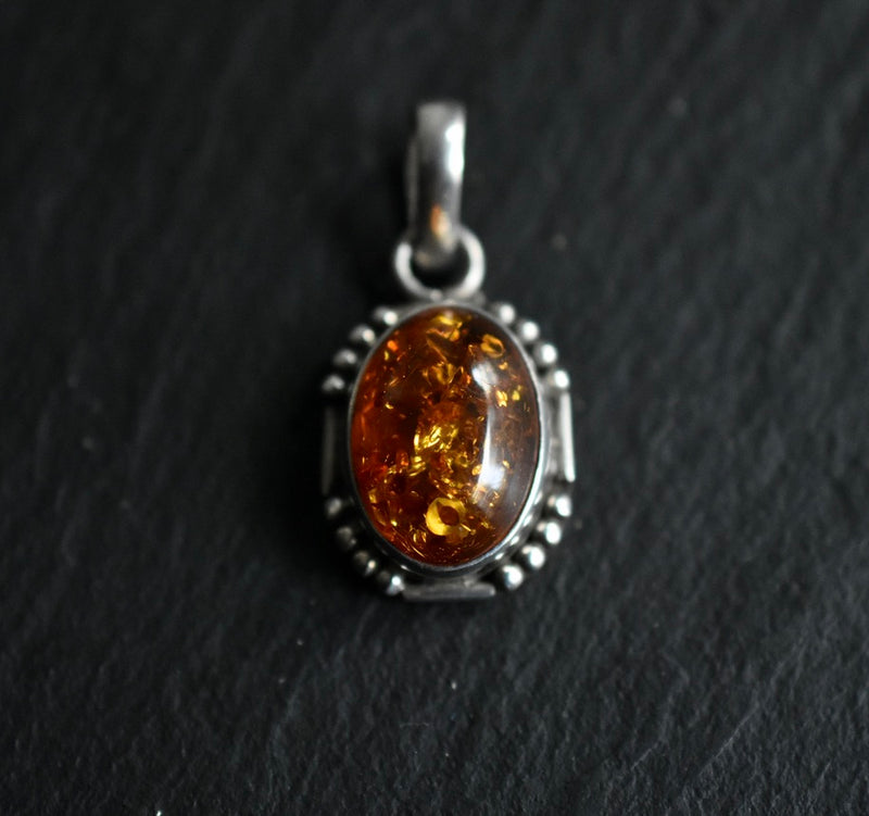 Elegant Vintage Baltic Amber 925 Silver Sterling Pendant - Baga Ethnik Living