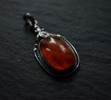 Cloudy Honey Baltic Amber Vintage Silver Sterling 925 Pendant - Baga Ethnik Living