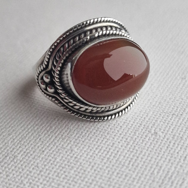 Afghan Carnelian Handmade 925 Sterling Silver Ring - Baga Ethnik Living