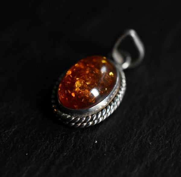 Intricate Vintage Baltic Amber Silver Sterling 925 Pendant - Baga Ethnik Living