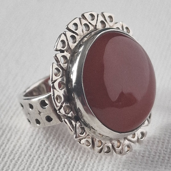 Handmade Carnelian 925 Sterling Silver Ring - Baga Ethnik Living