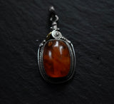 Cloudy Honey Baltic Amber Vintage Silver Sterling 925 Pendant - Baga Ethnik Living