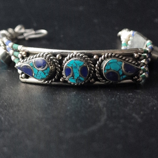 Tibetan Turquoise and Lapis Bracelet - Baga Ethnik Living