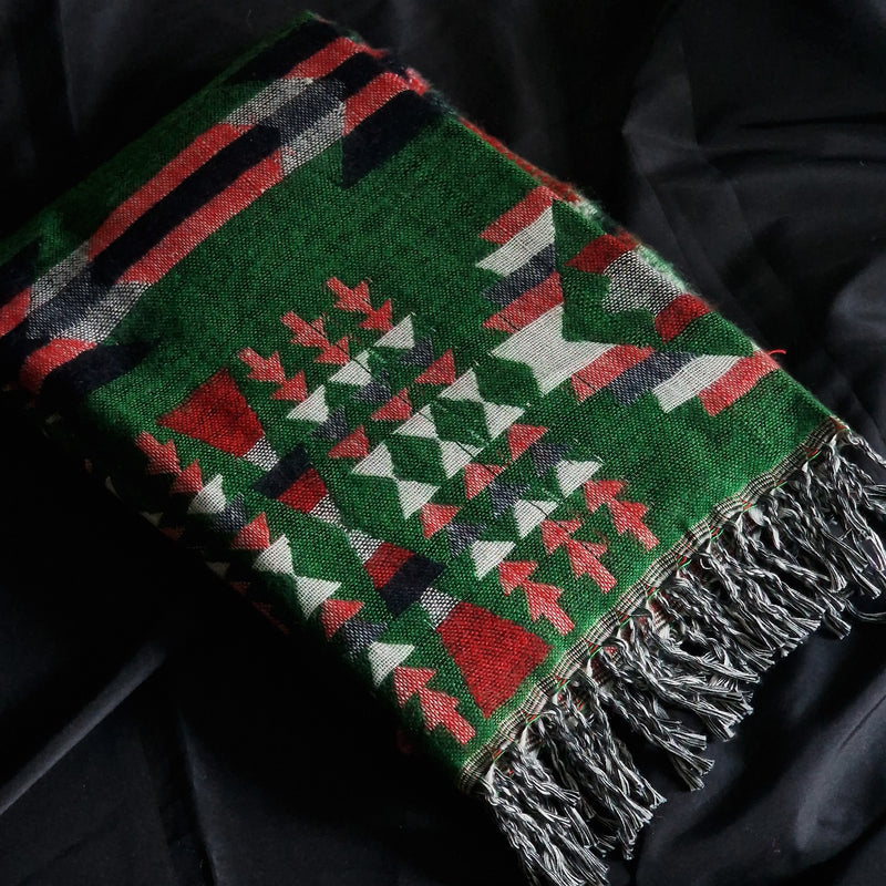 Serenity Tibet Yak Wool Shawl Himalayan Blanket Scarf - Emerald Green