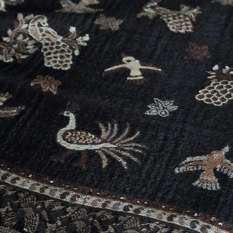 Authentic Luxury Soft Kashmir Border Kani Weave Pashminas - Warm Dove