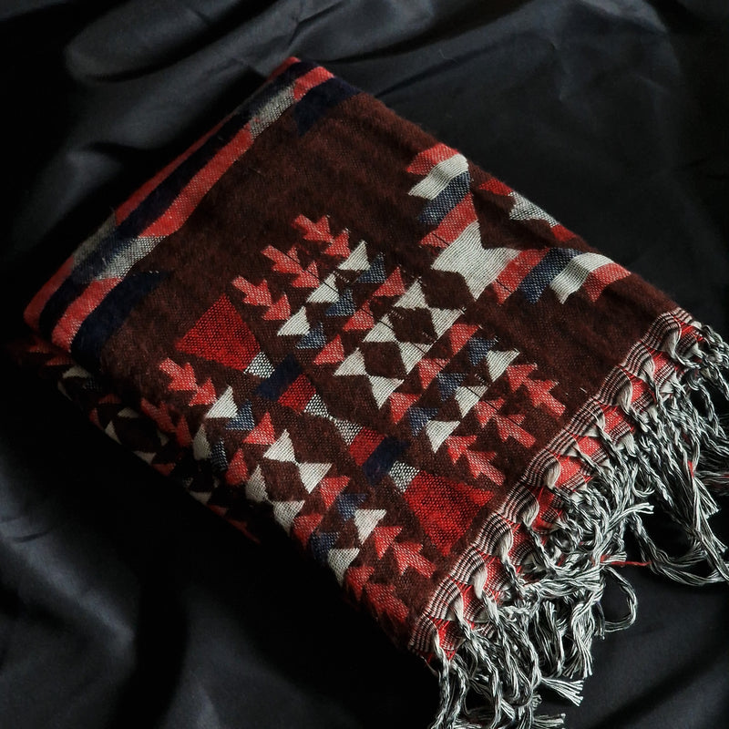 Radiant Tibet Shawl Blanket Brown - Baga Ethnik Living