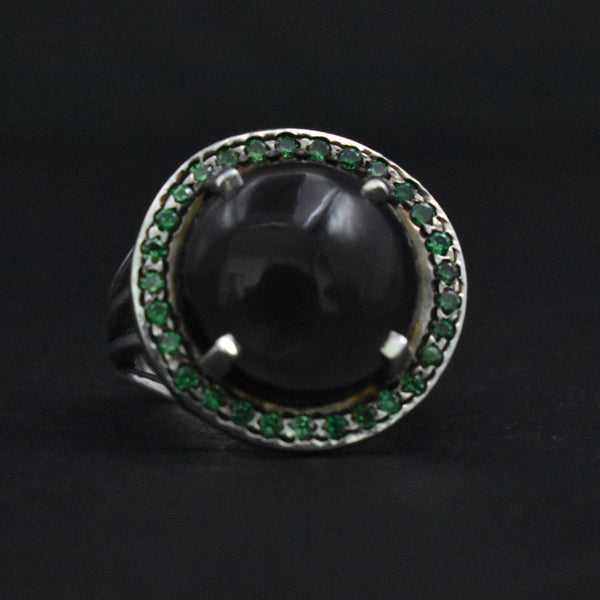 Solitude Grand Smoky Quartz Emerald Ring - Baga Ethnik Living