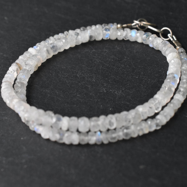 Gorgeous Rondelle Rainbow Moonstone Faceted Beaded Necklace - Baga Ethnik Living