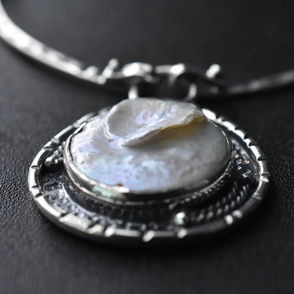 Mother Of pearl Silver Pendant Necklace - Baga Ethnik Living